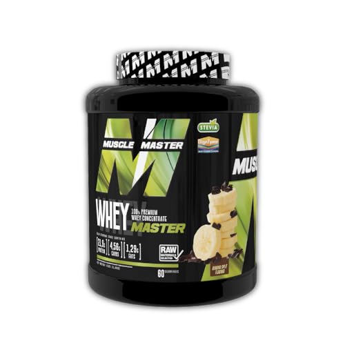 MUSCLE MASTER WHEY 1800G | recuperación muscular | concentrado de suero máxima calidad | DIGEZIME | STEVIA (Banana Split)
