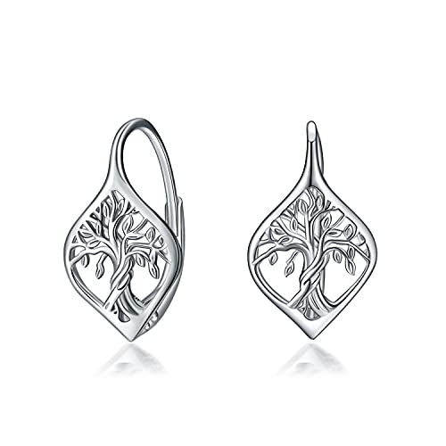 WINNICACA Leverback Earring for Women Sterling Silver Dangle Drop Hoop Earrings for Women Birthday Anniversary Christmas Gifts