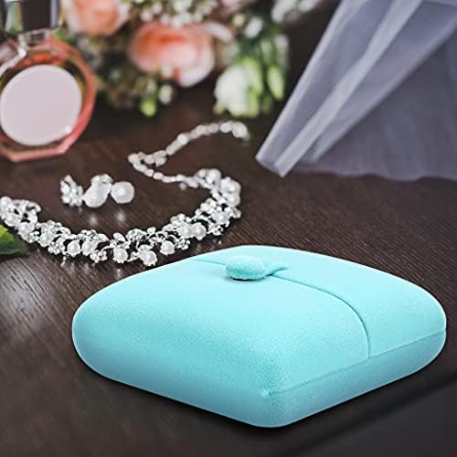 MDLUU Velvet Bangle Case, Double Open Bracelet Box, Jewelry Gift Organiser for Birthday, Valentine's Day, Anniversary (Cyan Blue)