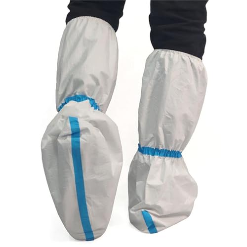 6 Pairs Disposable Hazmat Boot and Shoe Covers Knee High Booties Non-Slip and Waterproof White 18 inch Tall