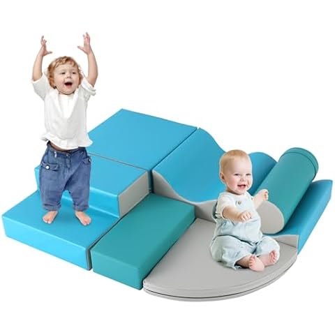 YIFOR Foam Climbing Blocks Set, 6 PCs Kids Soft Foam Activity Playset Toddler Climbing Toys Indoor Crawling & Sliding Play Toys for Toddlers 1-3 Years Old, Lightweight Climbing Blocks for Babies Cover