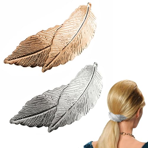 Pinzas Para el Pelo de Hoja Vintage,2 PCS Pasadores de Hoja de Metal Vintage Pasador Pelo Pasador de Pelo Broche de Pelo Francés Plateado Barrettes Pelo para Mujeres y Chicas
