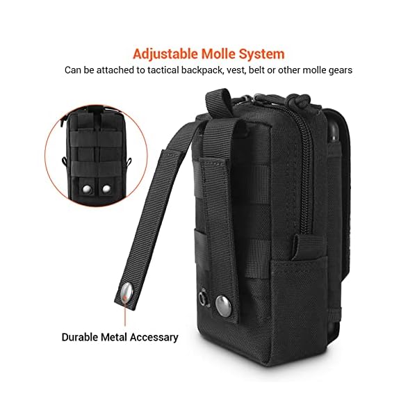 Tactical Molle Pouch Military Waist Bag Outdoor Men EDC Tool Bag Utility Gadget Organizer Vest Pack Purse Mobile Phone Case Hunting Compact Bag U.S.A Patch Carabiner Included - Image 3