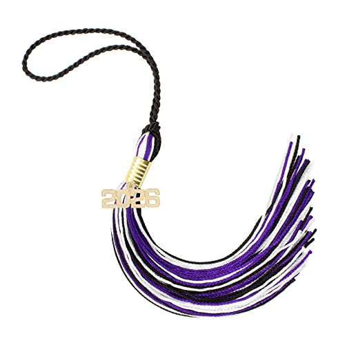 2026 Black/Purple/White Graduation Tassel - Every School Color Available -Made in USA