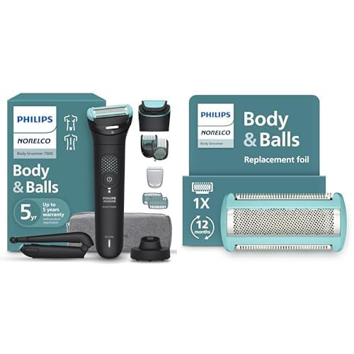 Philips Norelco Body Groomer Series 7000, BG7490/50 with Philips Norelco Body Groomer Replacement Shaving Foil Head, BG2010/40 - Full Body Grooming, Waterproof