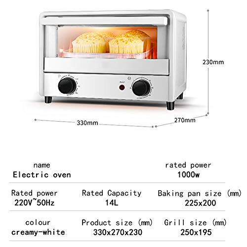 Keuken Mini Broodrooster Oven, 14L Air Fryer Oven Convection Rotisserie Oven Toast/Bake/Broil/Roast/Dehydrate, 60 Min Timer, 1000W - Afbeelding 8