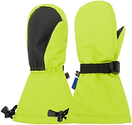 Kids Winter Waterproof Mittens for Toddler Snow Ski Mitten Long Cuff Windproof Warm Fleece Toddler Gloves Yellow S (fits 2-4 Years