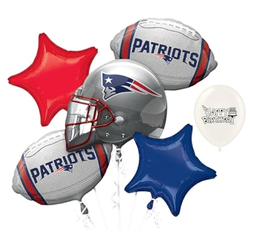 6 Piece BIrthday Balloons Patriots Party Bouquet