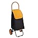 Produktbild JJJJD Zusammenklappbare leichte Aluminiumlegierungs-Einkaufslaufkatze drücken Warenkorb-Tasche mit 2 Rädern Gepäck-Wagen der großen Kapazität (Color : Orange)