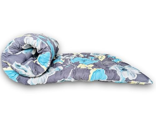 Image of Deevine Craft Soft Cotton Foldable Mattress - Lightweight, Firm Single Gadda | 3D Design Print, 72x36 Inches (3x6 ft) | Portable for Picnic, 1 Sleeping Capacity (Dark Grey Floral Mattress)