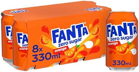 Fanta Zero Orange Soft Drink Cans, 8 x 330 mL