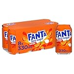 Fanta Zero Orange Soft Drink Cans, 8 x 330 mL