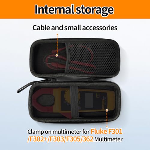 Image of EVA Hard Shell Storage Bag Carrying Case for Fluke F301 /F302+ /F303 /F305 /362 Multimeter Testers Case Bag (Black)
