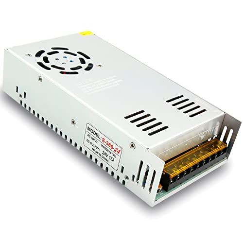 EAGWELL 24V Power Supply: 360W 15A DC Universal Regulated Switching Power Supply for CCTV,Radio,Computer Project, 3D Printer,LED Driver