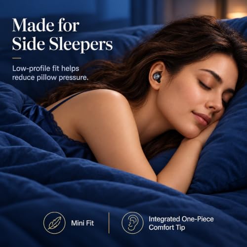 Zqoxtr ANC Sleep Earbuds for Side Sleepers, Mini Low-Profile Sleeping Headphones for Snoring & Night Noise, Sleep Mode with No Low-Battery Beep, White Noise, 48H Charging Case, Bluetooth 6.0, Black - image 3