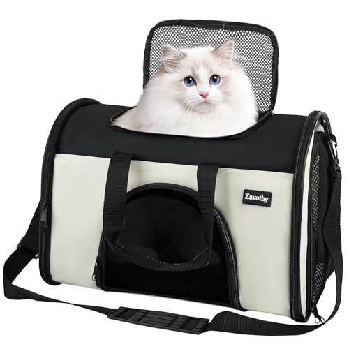 Zavothy TSA Airline Approved Soft-Sided Pet Carrier for Small to Medium Cats and Puppies, Up to 15 Lbs – Collapsible Travel Carrier for Dogs & Cats, White - image 8