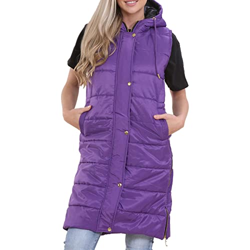 A2Z Ladies Gilet Oversized Hooded Quilted Padded Long Line Vest Adults Zip Up Women Quilted jackets S - 6XL