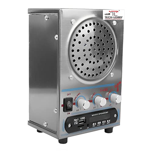 Tech-lobby New 2021 Tall Shape AC/DC FM Radio Multimedia Speaker with Bluetooth, USB, SD Card, Aux FM Radio (Black) Perfect Kitchen and Home Radio.