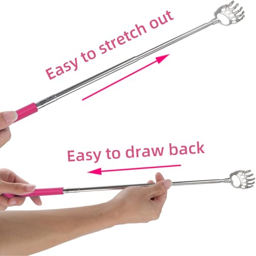 Image of WOVTE Bear Claw Extendable Pink Back Scratcher for Women 2Pack, Stocking Stuffers for Men Women Adults, Mothers Day Fathers Day Birthday Christmas Gifts for Men Women Mom Dad Husband