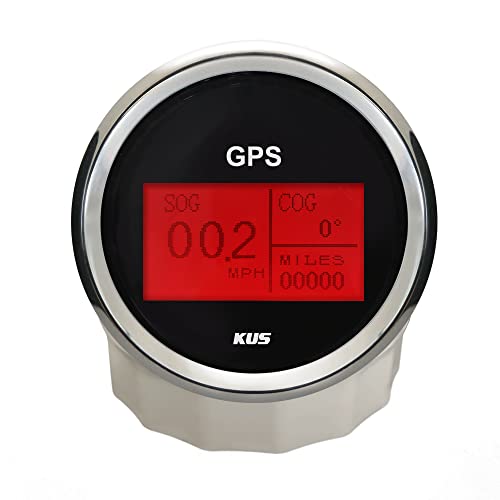 KUS Wasserdichter Geschwindigkeitsmesser, GPS, digital, mit Hintergrundbeleuchtung für Boot, Yacht, 85 mm, 9 – 32 V (schwarz)