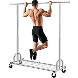 HOKEEPER Clothing Garment Rack with Shelves Capacity 450 lbs Clothing Racks on Wheels Rolling Clothes Rack for Hanging Clothes Heavy Duty Portable Collapsible Commercial Garment Rack Chrome