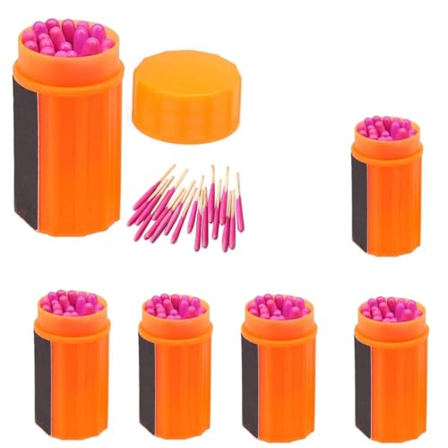 Waterproof Matches Survival Set, 20 Pieces/Barrel Outdoor Stormproof Match Kit with Case, Emergencys Fire Starter Matches for Hiking Camping Outdoor Survival (Orange-5PCs)