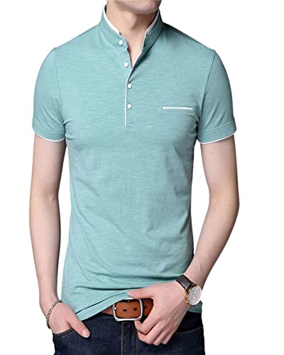 Image of Cotton Mandarian Collar T-Shirt for Men Pack of 1 (Size-S, M, L, XL, XXL)