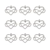 Cheriswelry 20Pcs Tibetan Style Heart with Infinity Alloy Pendants Antique Silver Heart Infinity Alloy Dangle Charms 22x27mm for DIY Necklace Bracelet Earring Jewelry Making