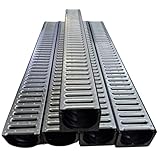 SHMOX Heavy Duty Galvanised Galvanised Drainage Channel 1 Metre Length Storm Channel Drain for Patios and Driveways (Pack of 5)