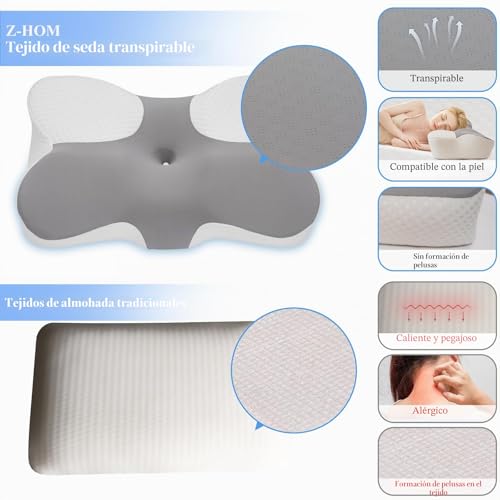 Miniatura 4 de Z-Hom Almohada Cervicales Y Cuello, Cómoda Y Ergonómica, Almohada Ergonómica Para Dormir De Lado, Boca Arriba Y Boca Abajo, 60x36x13 8cm