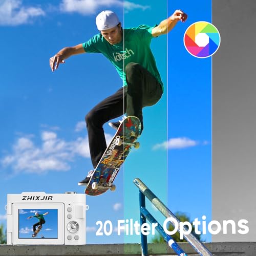 Image of 4K Digital Camera for Photography- 50MP Autofocus Vlogging Camera with 2.8 inch 180Flip Screen, 18X Digital Zoom- Compact Point and Shoot Camera with 32GB TF for YouTube, Travel, Beginners, White