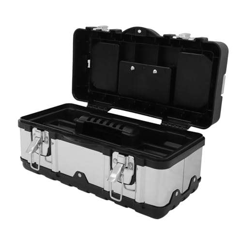 Toddmomy Caja de Herramientas Portátil de Acero Inoxidable Resistente la Intemperie Doble Reforzada con Asa Ergonómica para Uso Exterior y Transporte Fácil