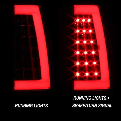 AKKON - For 1999-2002 Chevy Silverado 1999-2006 GMC Sierra LED Tube Red Clear Tail Lights + 3rd Brake Light Set