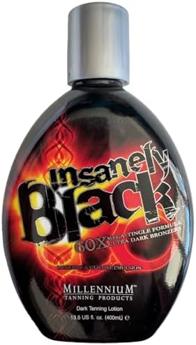 Millennium Tanning Insanely Black 60x, Mega Tingle, 13.5oz Dark Tanning Lotion with Bronzer & Silicone for Tattoo Protection for Tanning Beds or Outdoors with Bronzer & Silicone for Tattoo Protection