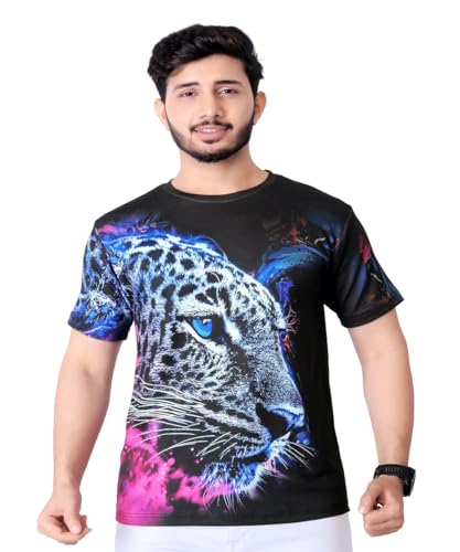 Image of Vintage Animal T Shirt for Men 3D Fierce Leopard Print T Shirt /Summer Short Sleeve Holiday T-Shirts Loose Clothing O-Neck Pullover /Cheetah Printed Attractive T Shirt