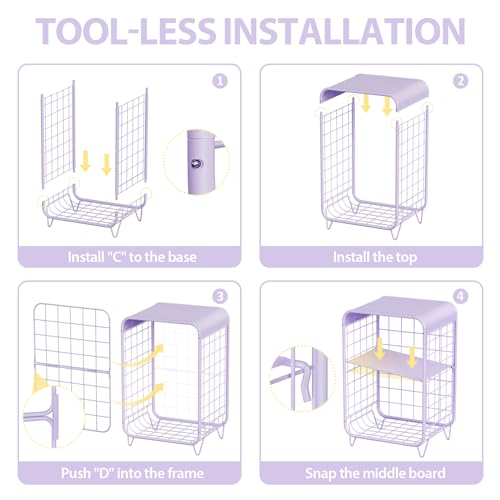 Apexchaser 713 Cute Nightstand,Metal Side Table,3 Tier End Table With Storage,Vintage Bedside Table,Girls Bedroom Furniture,Coffee Table Side Table thumb #6