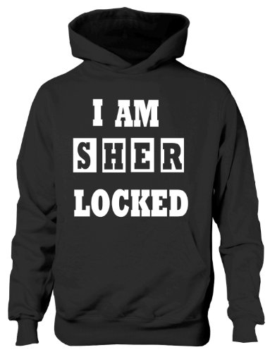 Image of Print4U I Am Sher Locked ~ Sherlock Holmes Girls/Boys Hoodie In 6 Colours 12-13 Black