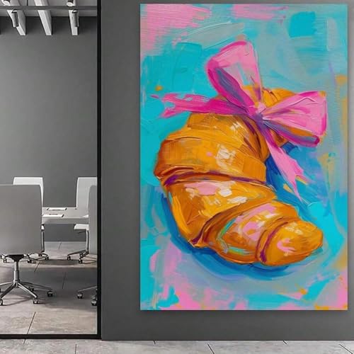 Croissant avec nœud rose affiche abstraite 30x45cm - 2