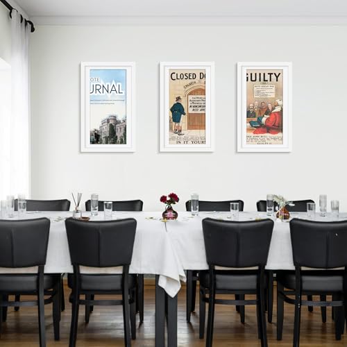Picrit 14x24 Picture Frame 3 Pack, White Poster Frame, Display Poster 11 x 22 with Mat or 14 x 24 without Mat for Horizontal or Vertical Wall Mounting