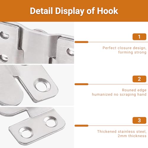 Image of [10 Pairs Large] Interlocking Flush Mount Brackets, Stainless Steel Heavy Picture Hanging Hardware, Hanging Buckle Wall Hanger, Frame Hooks for Showdow Box, Jersey Frame Display Case (Silver)