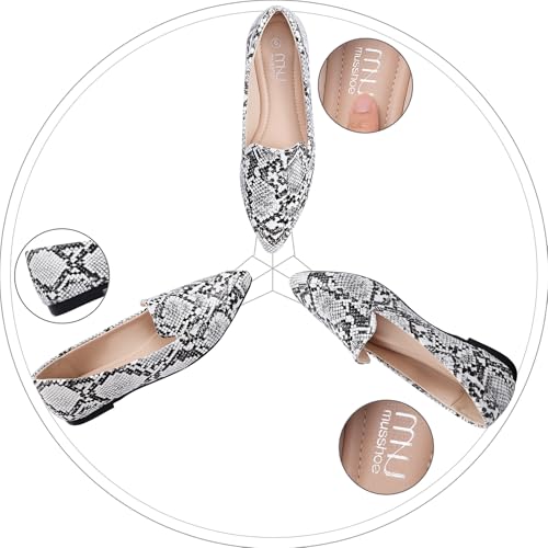 Image of MUSSHOE Pointed Toe Flats for Women, Comfortable Business Casual Work Shoes, Slip On Loafers with Arch Support, Office Walking Flats for All Day Standing