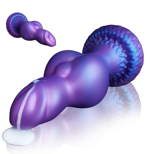Breit 8cm Knot Monster Anal Dildo Plug Buttplug Analdilo Analplug Dog Knoten Horse Alien Pferde Fantasy Dildo Silikon Hundedildo Thick Dildos Glatt Dick mit Saugnapf Diloschwanz für Frauen Männer XXL
