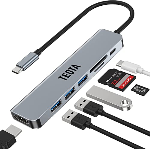 Image of USB C Docking Station 7 in 1 Portable Type C USB HUB with 4K HDMI Port, 100 Watt PD, 3.0 High Speed Data Transfer 3xUSB Ports, Micro SD /TF Card Reader for MacBook Pro M2, M1 and More (Grey)