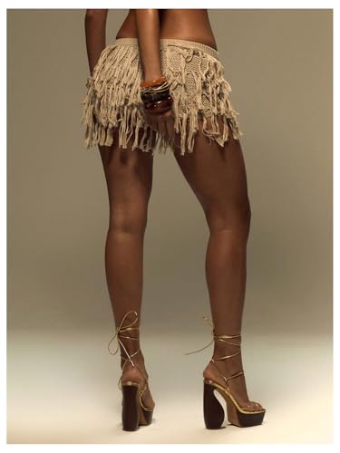 Women's Y2k Fringe Mini Skirt Tassel Low Rise Knitted Summer Vacation Skirt2