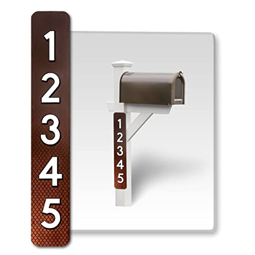 Curb-N-Sign® Pack of 1 Reflective Vertical Mailbox Numbers Sticker - Classic Style Decal Vinyl Waterproof Number Self Adhesive for Signs, Door, Cars, Trucks, Home, Business, Address Number (Brown)