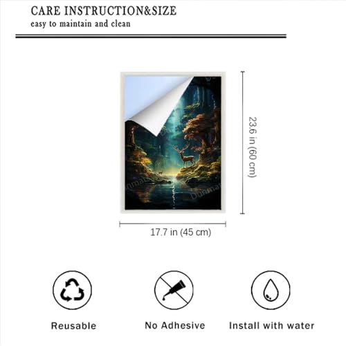Película para ventana con diseño de ciervo y bosque 17.7x23.6 in miniatura 2
