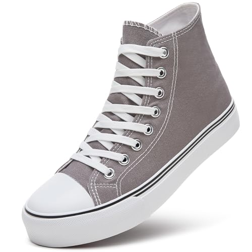 Image of ZGR Womens High Top Canvas Sneakers,Lace-up Canvas Shoes,Casual Tennis Walking Shoes