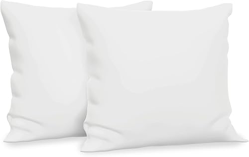 Relleno de almohada cuadrado europeo de 27 x 27 pulgadas (paquete de 2, blanco), relleno de fibra con funda de poliéster de alta calidad