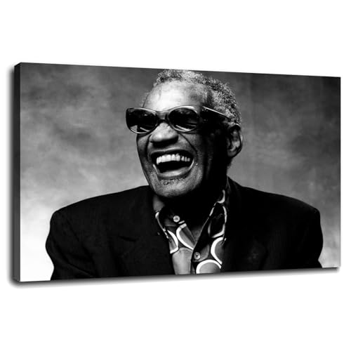 QFZMTVU Ray Charles Wall Art Canvas Prints Room Aesthetic Poster For Home Office Decorations Gift With Framed 12"x8"