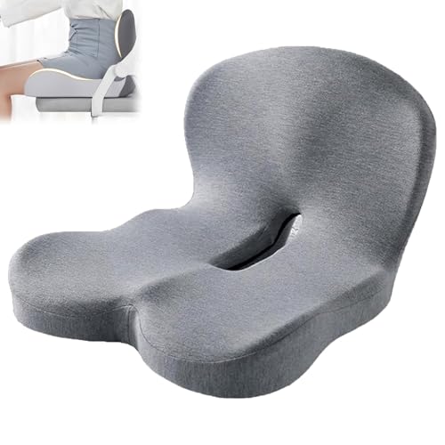 Reenly Back and Seat Cushion, Reenly Car Seat Cushion for Cars with Lumbar Support, Ergonomic Memory Foam Backs Non Slip, for Office, Home, and Wheelchair Long Sitting (Light Gray)